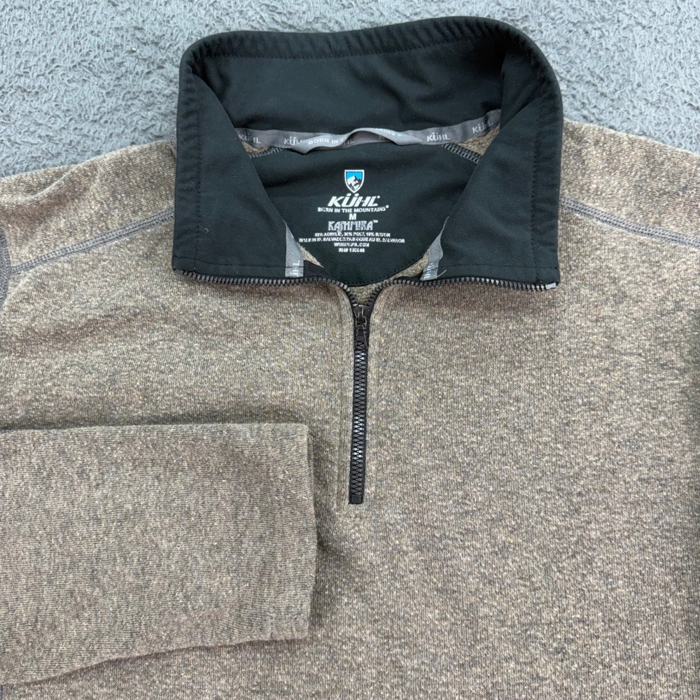 Kuhl Kashmira Pullover Mens M Brown Quarter Zip Fleece Performance Sweater